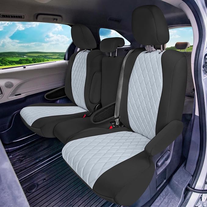 FH Group Custom Fit Car Seat Covers Specifically Made for Toyota Sienna 2011-2020, Car Seat Cover 2nd Row Set, 8 Seater Automotive Seat Covers in Gray Neoprene, Waterproof and Washable Seat Covers