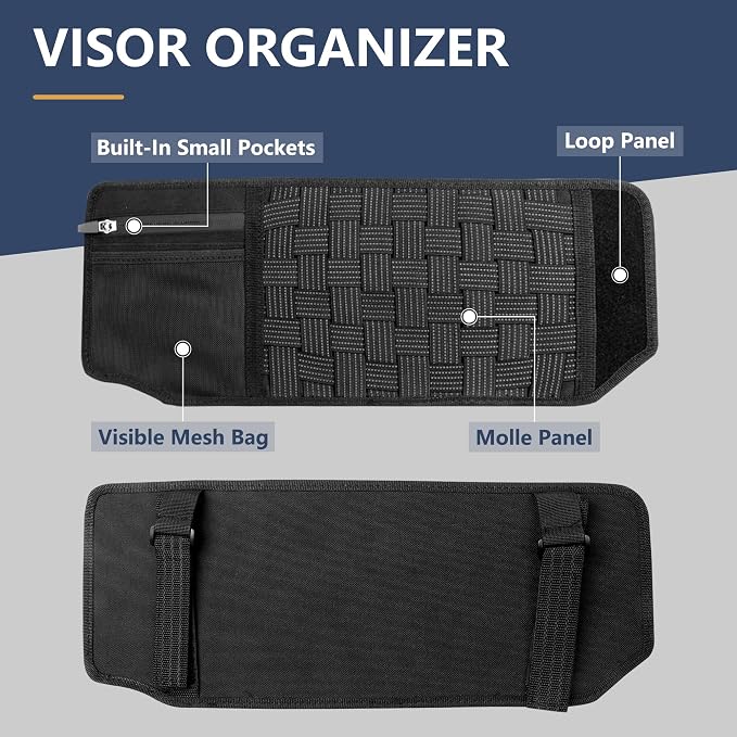 sukemichi Visor Organizer Sun Visor Molle Panel for Bronco, Tactical Sun Visor Organizer Molle Webbing For Ford Bronco Accessories 2021-2025 Visor Storage Holder Pouch,2 Pack,Fit Driver Passenger Side