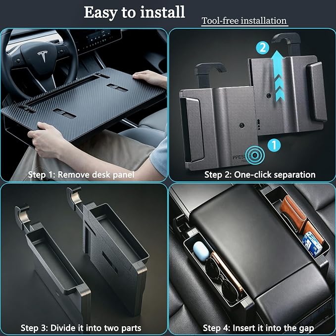 2-in-1 Car Steering Wheel Tray Desk & Car Seat Gap Filler Organizer, Upgraded Foldable Adjustable Car Table Compatible with Steering Wheel Cover| for Laptop, Eating Food, Writing (Portable)