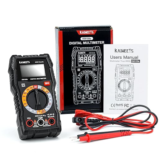 KAIWEETS Digital Multimeter 4000 Counts, Voltage Tester with Accurate Ohm Volt Amp Readings, DC/AC Voltmeter Clearly Measures Resistance Continuity Diode Capacitance NCV for Household and Automotive