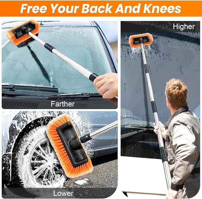 ARTIPOLY 65" Five-Sided Car Wash Brush with Extension Pole, Car Wash 12" Dip Soft Five-Sided Brush, No Scratch Car Cleaning Brush Supplies for RV Boat Truck SUV, House Siding, Snow