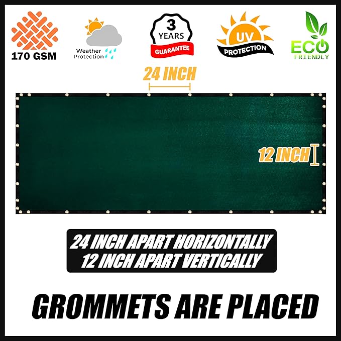 Royal Shade Custom Size 6' x 116' Green Fence Privacy Screen Windscreen Cover Netting Mesh Fabric Cloth - Cable Zip Ties Included (We Make Custom Size)