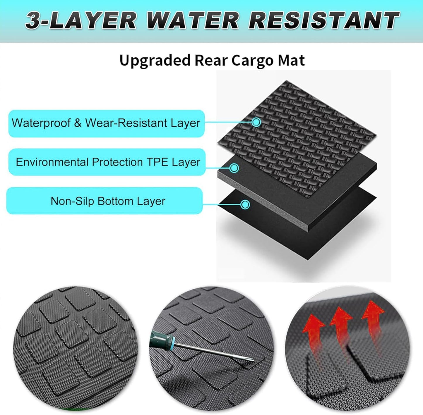 Original Cargo Mat & Backrest Mat Fit for Honda Pilot 2016-2022: Cargo Liner with Backrest Mat Behind 3rd Row Back Seat Protector - All Weather Protection Trunk Mat with Back Seat Cover Accessories