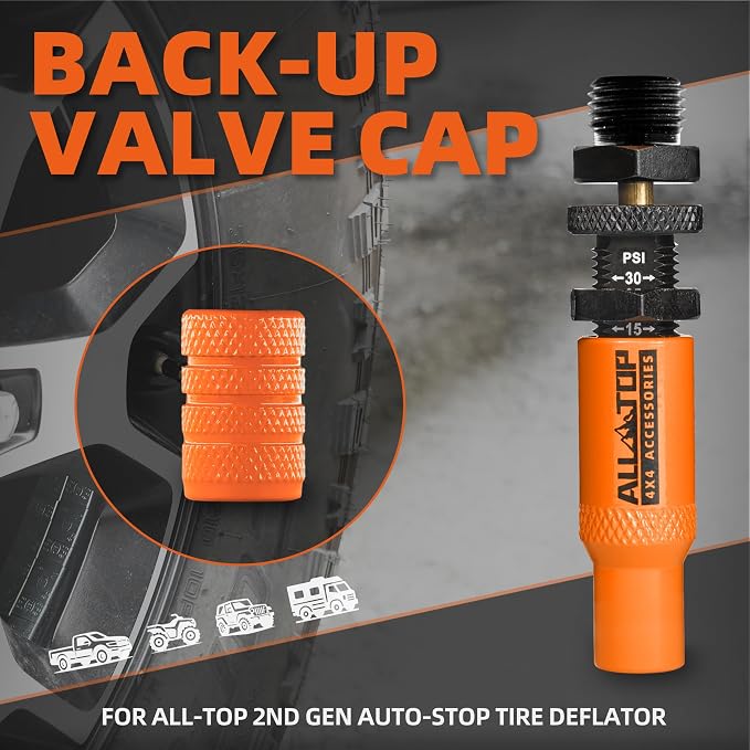 ALL-TOP Tire Valve Stem Caps (5 Pack) Aluminum Tyre Air Valve Cover Corrosion Resistant Universal for Vehicle Truck Motorcycle Car Bike, Orange