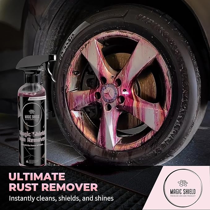 Magic Shield Iron Remover Spray for Cars 68oz – pH-Neutral Iron and Fallout Remover for Car, Motorcycle, RV & Boat | 5-Minute Reaction, Effective on Wheels & Paint | All-In-One Solution