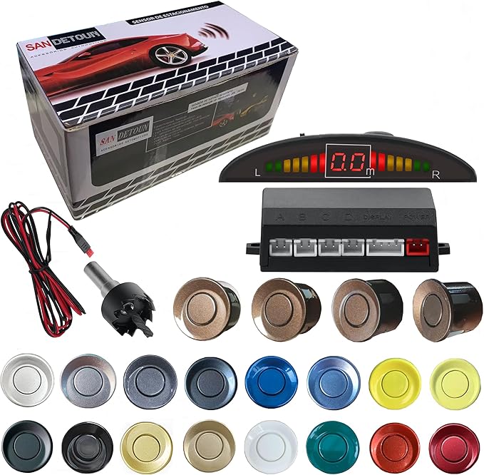 Parking Sensor Kit Backup Sensor Kit Reverse Sensor for Car 18 Color Options for Probes Adjustable Alarm Volume Professional Sensore de Reversa para Carro Safe Driving Assistant（Brown）