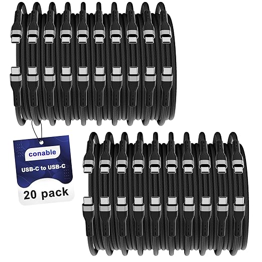 USB Type C Cable (0.6FT, 20-Pack), USB-C to USB C Fast Charging Cable, Compatible with iPhone 17 Air 16 15 Plus Pro Max, iPad Pro, Galaxy S25 S24 S23, CarPlay, LG and More