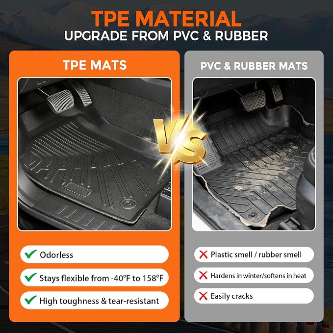 Floor Mats for Toyota Tacoma Xtracab 1995-2004, Heavy Duty TPE All Weather Protection, Waterproof Non-Slip Black Car Liners (Two-Row Floor Mats)