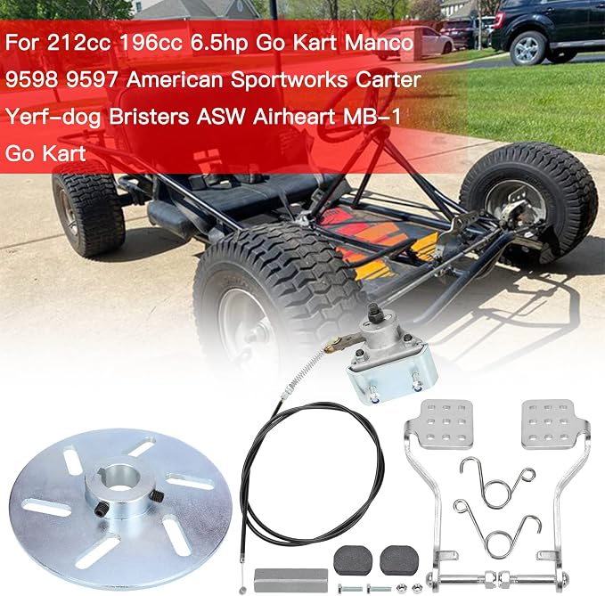 GREHUA Go Kart Brake Kit Compatible with Manco 9598 9597 Carter Yerf Dog, Mechanical Disc Brake Caliper with Go Cart Pedal kit for Predator 212 196cc 6.5hp Go Kart Parts with Bracket