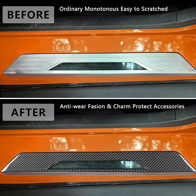 Real Carbon Fiber Inner Door Sill Protector Compatible with Corvette C8 2020-2026, Door Sill Plates Interior Decor Sticker Accessories