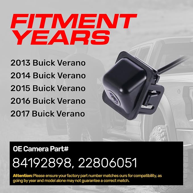 Master Tailgaters Replacement for Buick Verano (2013-2017) Backup Camera OE Part # 22806051, 84192898