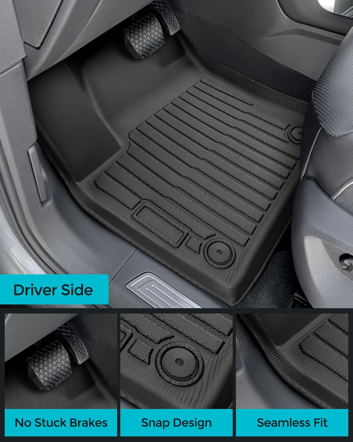 Floor Mats for Volkswagen VW Atlas 2018-2025 7 Seats, All Weather Car Mats Full Set(Back Seat Cover Trunk Mat Cargo Liner) for VW Altas Accessories 2018-2025, Custom Rubber Mats for Cars, Black