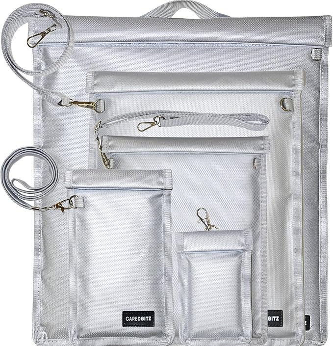 Faraday Bags for Phones, Large Faraday Bag for Laptop & Tablet, Faraday Pouch with Lanyard for Phone & Key Fob RFID Signal Blocker, Faraday Cage Protection Bags for Electronics, 5 Packs