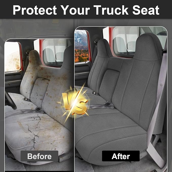 SAPUBK Front Bench Seat Covers Replace for 1993-1998 Ford Truck Regular, XCab and Crew Cab with Molded Headrests, Knitted Fabric Composite Soft Foam Lining Airmesh Breathable Seat Cover