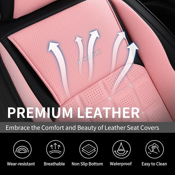FLORICH Leather Seat Cover, Car Seat Covers Front Set, Waterproof Car Seat Protectors, Front Seat Covers 2 Pack, Breathable Automotive Seat Covers Protector Fit for Most Cars Trucks SUV