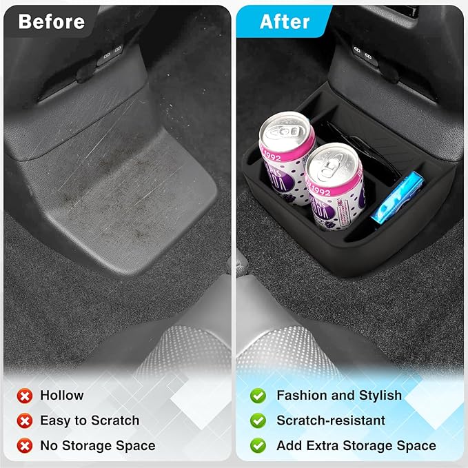 Canvcle Rear Center Console Organizer for 2024-2025 2026 Toyota Land Cruiser LC250 5-Seat Accessories, Rear Seat Organizer Insert Tray, Rear Aisle Storage Box Under Air Vent Tray Silicone Material