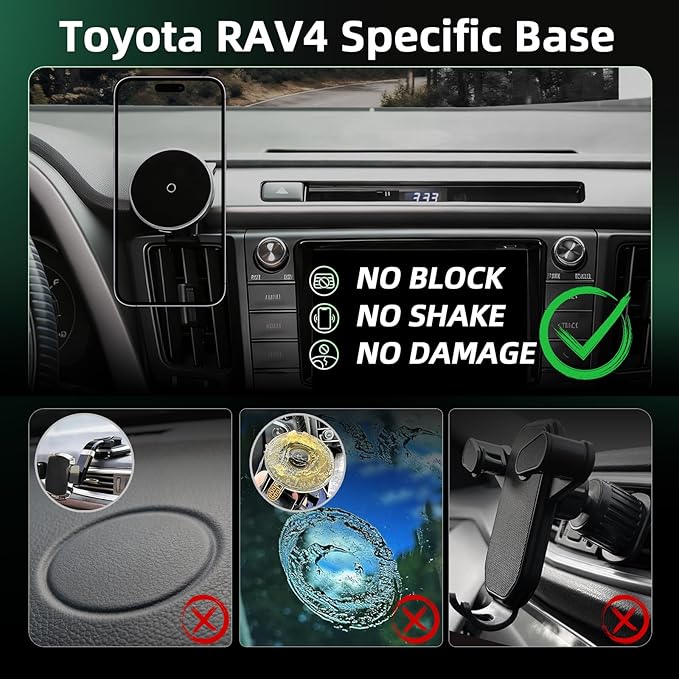 Phone Mount for Toyota RAV4 (2013-2018),15W Wireless Car Charger,Magnetic Phone Holder,Dashboard Hands Free Mobile Holder,360° Adjustable,2014 2015 2016 2017 RAV-4 Interior Accessories,New Car Gifts