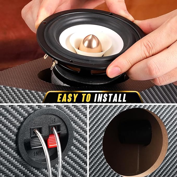 4 Inch PVC Finish Subwoofer Box, Single Car Speaker Enclosure, Car Ported Speaker Enclosure Car Audio Enclosure, Single Sub Box Enclosure with Sound-Absorbing Cotton & Speaker Spikes Pad Mat