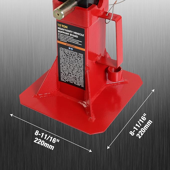 Torin ATZ120005B Heavy Duty Pin Style Adjustable Height Automotive Jack Stands, 12 Ton (26,400 lb) Capacity, Red, 1 Pair