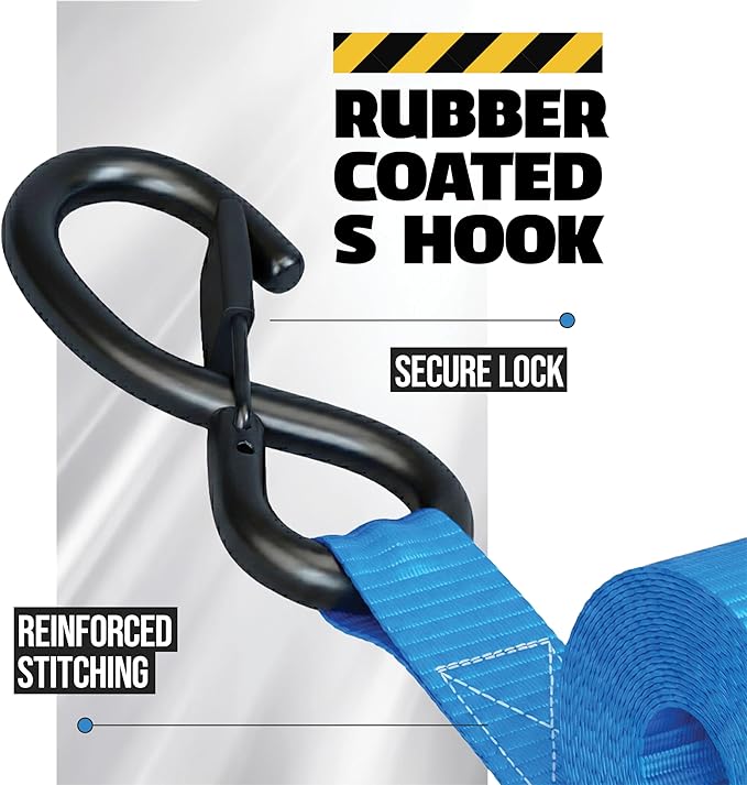 AUGO Retractable Ratchet Straps | 2 Heavy Duty Ratchet Straps Self Retractable Tie Downs with Soft Loops & Storage Bag for Motorcycle, Truck, Trailer, Cargo Van | 1200 Lb Break Strength 1” x 10’