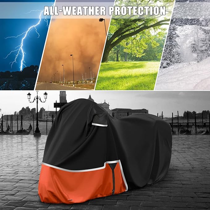 Waterproof Motorcycle Cover Replace for Honda Goldwing with Trunk Models, 420D Oxford Cloth GL1500, GL1800, Valkyrie Interstate Motorcycle Cover for Snow Rain Dust Protection