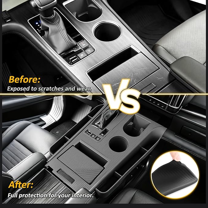 Falafa Center Console Organizer for Toyota Sienna 2021-2026, Odorless Silicone Mid-Row Storage Tray Protective Cover, Non-Slip Anti-Scratch Interior Accessories, Black