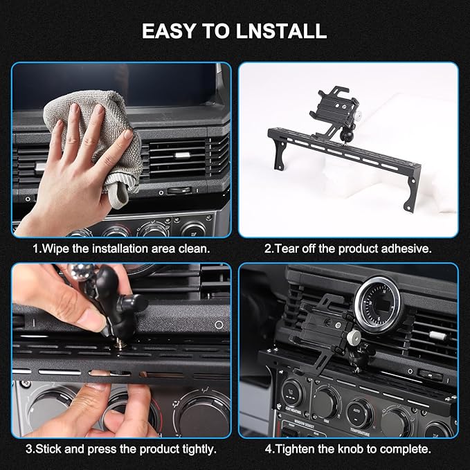 Compatible with INEOS Grenadier 2020-2024 Car Phone Mount and Walkie Talkie Mount Stand Set, Centre Console Multifunctional Track Mobile Phone Holder Expansion Platform (Style D)