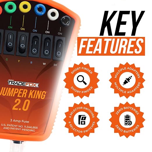 Supco Tradefox Jumper King 2.0 | HVAC Thermostat Bypass Tool & Low Voltage Short Finder