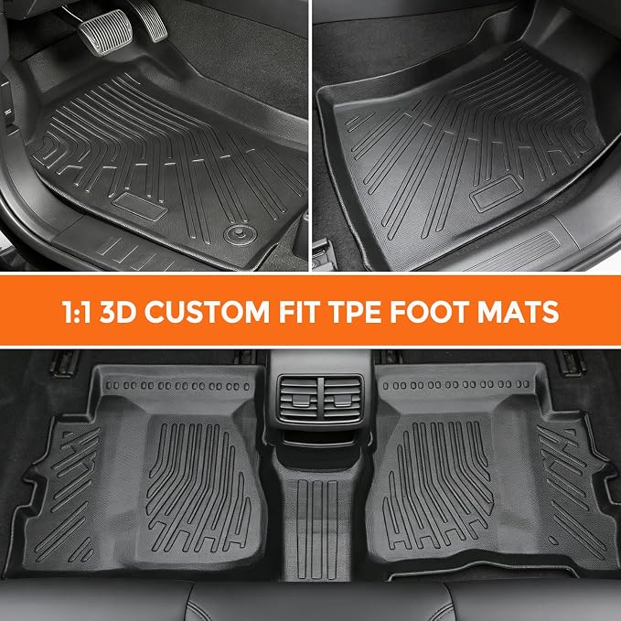 Floor Mats for Toyota Tacoma Xtracab 1995-2004, Heavy Duty TPE All Weather Protection, Waterproof Non-Slip Black Car Liners (Two-Row Floor Mats)