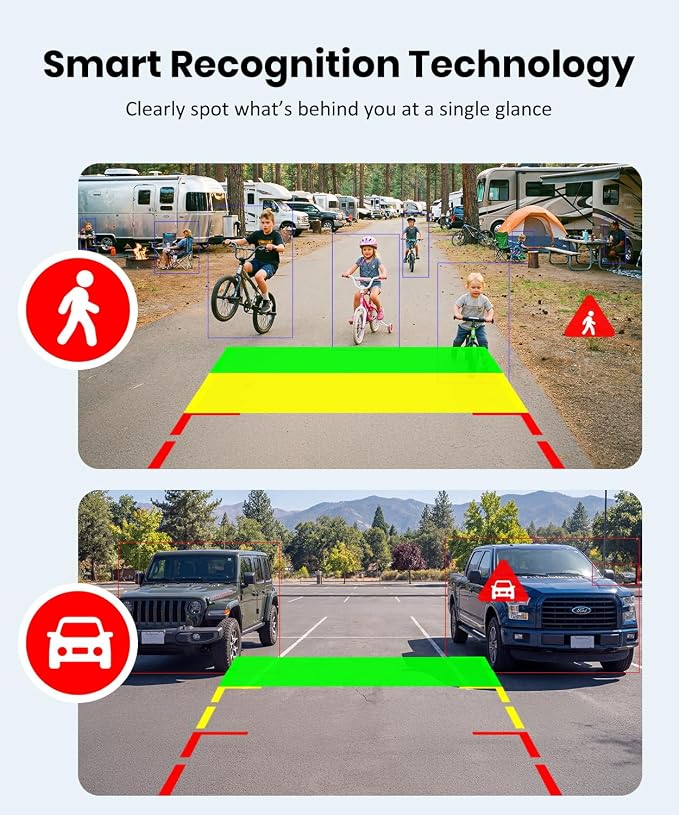 AUTO-VOX Solar Magnetic Wireless Backup Camera: 1-Min Easy Magnetic Install, Smart Detection Helps Spot Cars & Pedestrians, 7.2" 1080P Split Screen Monitor, Back Up Camera for Truck RV Trailer Camper