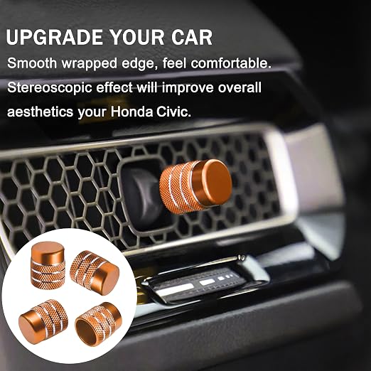 Knob Covers for Honda Civic Accessories 2026 2025 2022-2024 for CRV 2026 2025 2024 2023 for Acura Integra 2025 2024 2023 AC Knoob, Air Vent, Audio Control, Push Start Button Cover Ring 11Pcs (Orange)