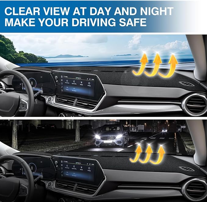 KUST Black Dash Cover for Chevrolet/Chevy Trax 2024 2025 2026 Polyester Dashboard Cover Non-Slip Interior Accessories for Chevrolet/Chevy Trax Custom Fit Dash Mat Sunshade Windshield No Glare