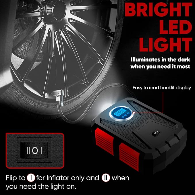 FORTEM Car Trunk Organizer (Grey, Standard) + Portable Tire Inflator