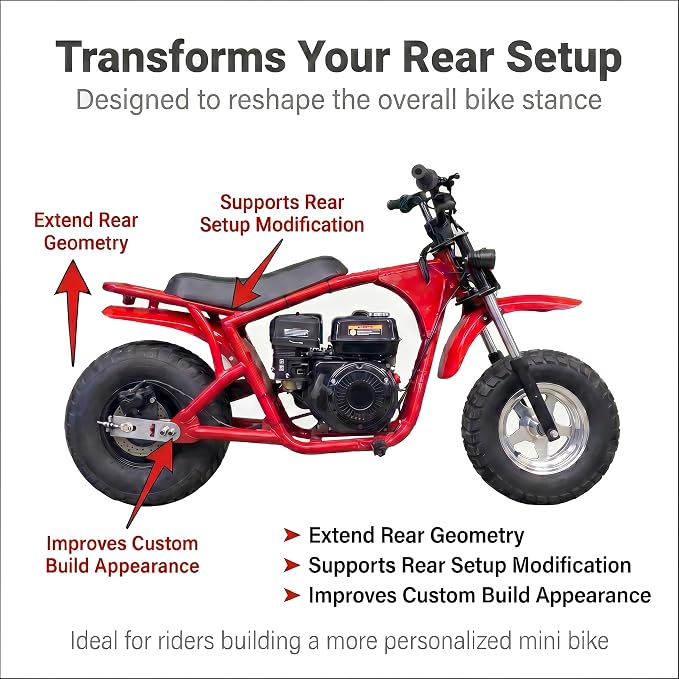 Mini Bike Bolt On Stretch Tab For Coleman B200R B200C B200V RB200 Realtree RT200 MEGA moto B212 MAX (Stock height)