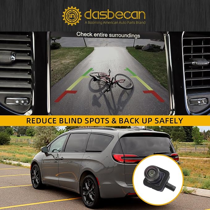 Dasbecan 68144068AC Upgraded Front & Rear Backup Camera with Side Surround View Compatible with Chrysler Pacifica Voyager Ram 1500 Maserati Ghibli Levante 2017-2022 Replaces# 68144068AB 68144068AD
