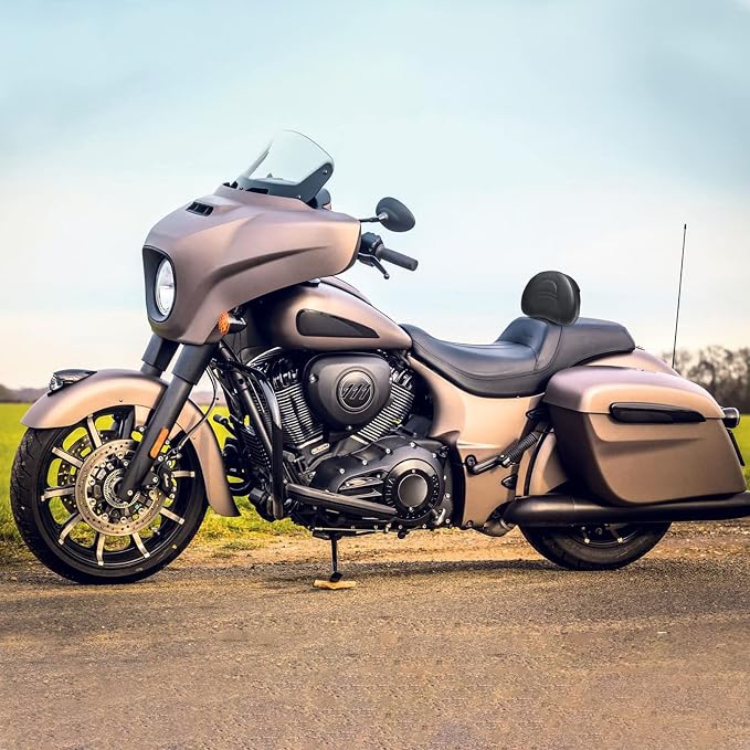 Adjustable Front Driver Rider Backrest Pad Plug-In Back Rest With Pocket Mounting Kit Compatible With Indian Chief Chieftain Roadmaster Springfield 2014-2025(Not for Indian Chieftain PowerPlus)