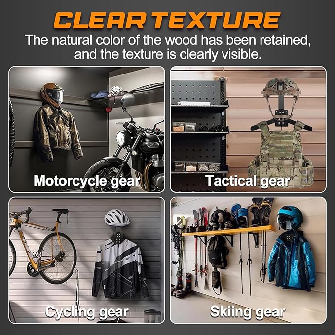 Tactical Gear Wall Mount Stand - Motorcycle Helmet Holder Display Stand with Hooks, Solid Wood Airsoft Plate Carrier Rack for Police, Football and Cycling Suit