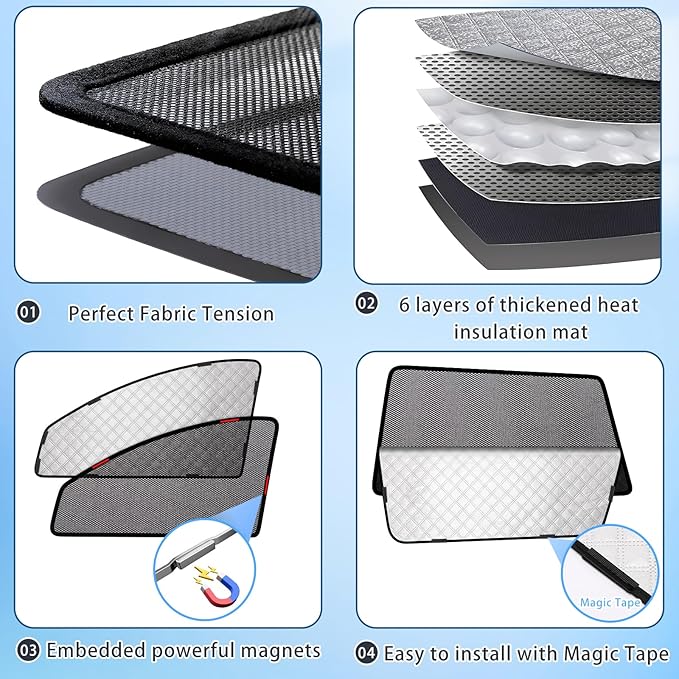 XCBYT Car Window Shades for 2019-2024 RAV4 | 2-in-1 Breathable Mesh & Blackout Side Window Covers | UV Protection & Privacy for Baby Naps, Camping & Car Rest (4 PCS)