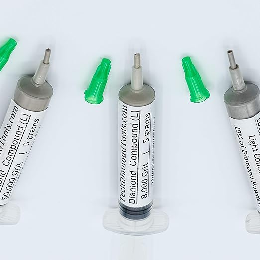 TechDiamondTools Kit of 3 Diamond Polishing Compound Polishing Paste USA Made 8000 50000 200000 Grit for Marble Glass Metal Rock Jewelry Resin Silver Gemstone with 10% of Diamond Powder