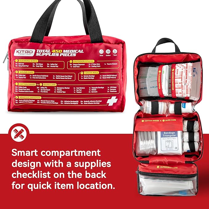 First Aid Kit-450 Piece Medical Kit with Essential Emergency Medical Supplies, Emergency First Aid Kit for Home, Car, Camping, Travel, Hiking, Truck, Sports & Outdoor