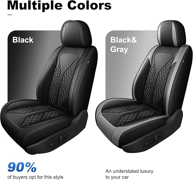 Seat Covers Full Set Compatible with 2024 2025 2026 Toyota Tacoma Double Crew Cab Waterproof Leather Seat Protectors Custom Fit for Trucks (Black)