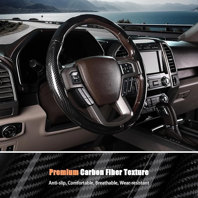 Steering Wheel Cover for Ford F150 2015-2020/F250 2017-2021/F350 2017-2021/F450 2017-2021/F550 2017-2021/Ford Expedition 2018-2021 Custom-fit Car Steering Wheel Cover for Ford Steering Wheel Protector
