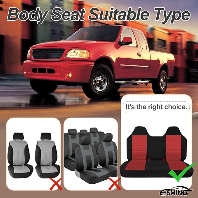 ESMING Front Bench Seat Cover with Molded Headrests Fit for Ford F-150 1999-2004, Thickened Waterproof Oxford Cloth, Solid Bench Seat Protector, Easy to Clean