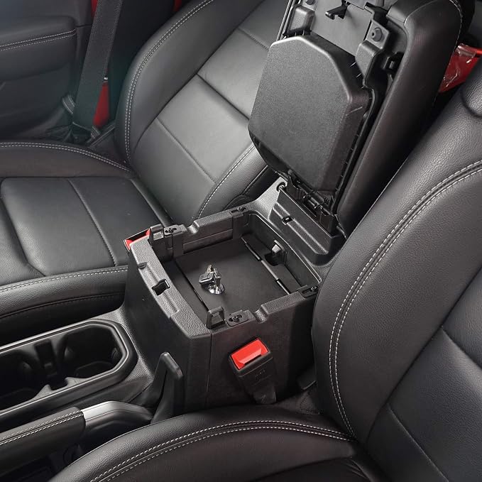 Hooke Road Interior Console Lock Box Security Storage for Jeep JL Wrangler/Gladiator JT 2018 2019 2020 2021 2022 2023 2024 2025