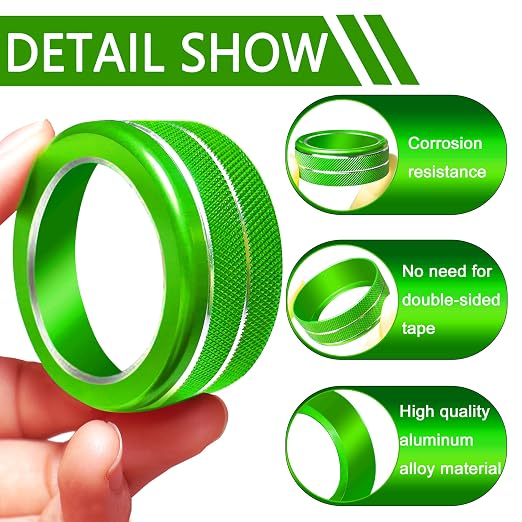 Knob Covers for Honda Civic Accessories 2026 2025 2022-2024 for CRV 2026 2025 2024 2023 for Acura Integra 2025 2024 2023 AC Knob, Air Vent, Audio Control, Push Start Button Cover Ring 11Pcs (Green)