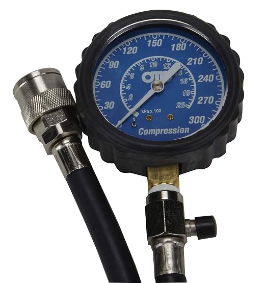 OTC 5605 Deluxe Compression Tester Kit for Gasoline Engines with Easy to Read 2-1/2" Dual Scale Gauge, Extra Long Flex Hose, Multiple Adapters, and Storage Case