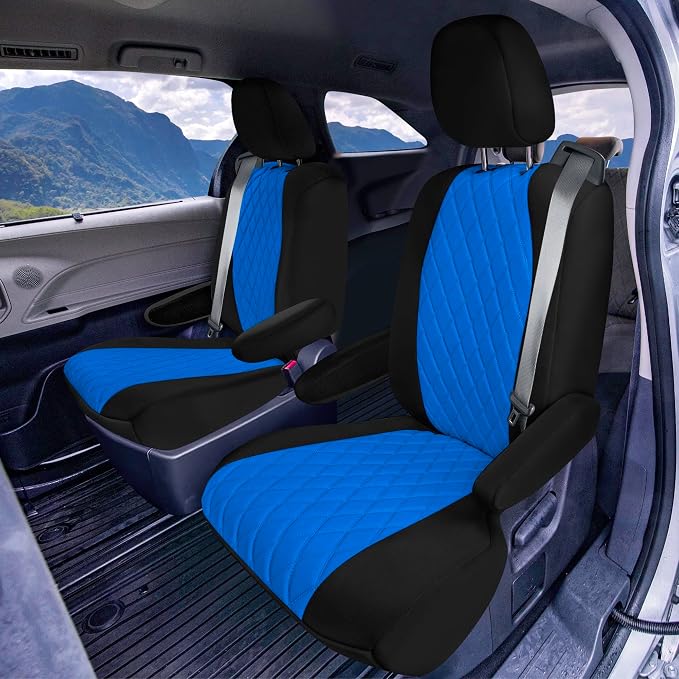 FH Group Custom Fit Car Seat Covers Specifically Made for Toyota Sienna 2021-2024, Blue Ultraflex Neoprene 2nd Row Set Automotive Seat Covers, 7 Seater SUV Seat Covers, Toyota Accessories