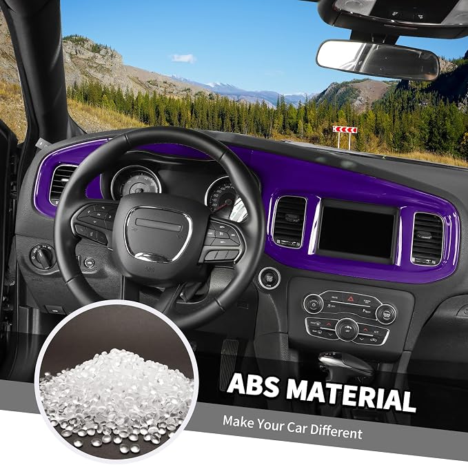 Jimen Fit for Dodge Charger 2015-2023, Center Console Dash Instrument Panel & Gear Shift Cover Trim (Purple)
