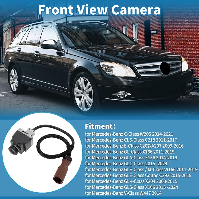 Front View Camera for Mercedes-Benz W205 W207 W166 X166 W212 W218 W156 Park Assist Camera 360° Surround Camera Replace No.A0009051103/A0009051503
