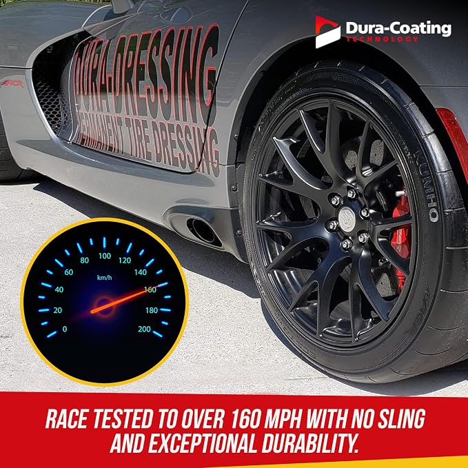 DURA-COATING TECHNOLOGY, Dressing Total Tire Kit, Single Car Kit - All Inclusive Tire Shine, and Cleaner Kit for a Lasting Shine and Brilliant Finish - 16 Ounce Tire Cleaning Spray - Made in The USA